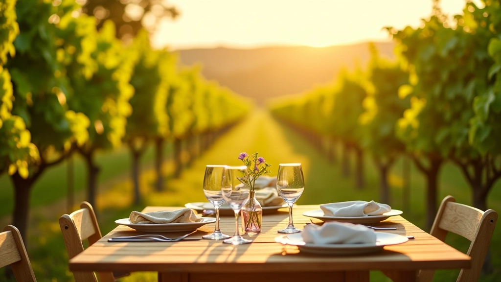 Vineyard terrace in Czech wine region with outdoor dining table